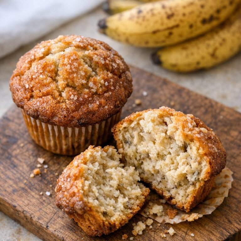 Bakery-style banana muffins with tall domed tops
